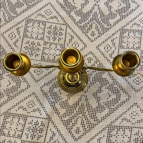 Vintage Brass Candelabra. 9”x8” - Picture 2 of 6